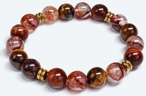 Armband Tigerauge, Feuerquarz