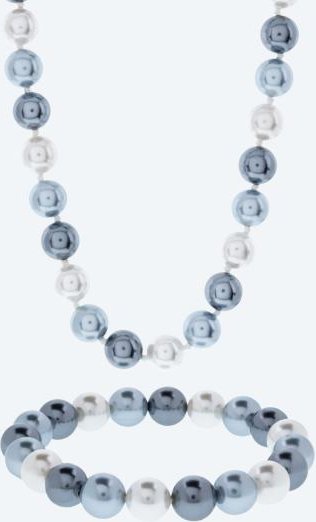 Set Kette+Armband Muschelkernperle 10mm multicolor