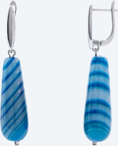 Ohrhänger 925 rhod. Achat blau