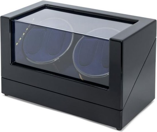 4er Uhrenbeweger "Kubus" pianoblack-blau