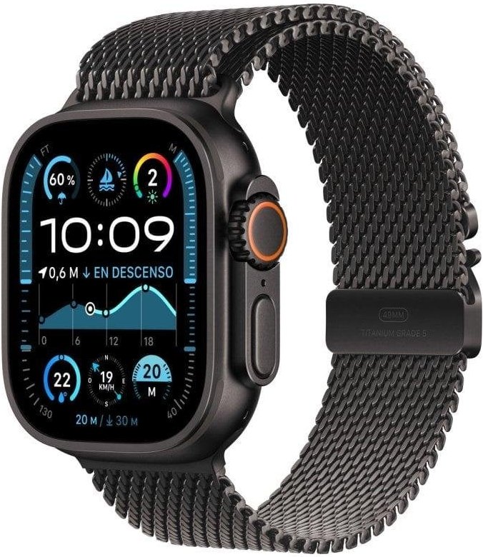 Apple Watch Ultra 2 GPS + Cellular 49mm Caja Negra Titanio con Correa Milanese Loop Titanio S Negra