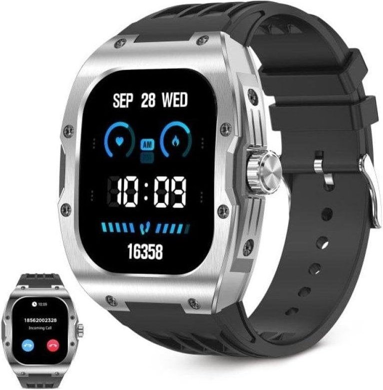 ksix Smartwatch Hero Pantalla AMOLED 1,9 IP68, Asistente Voz Negro