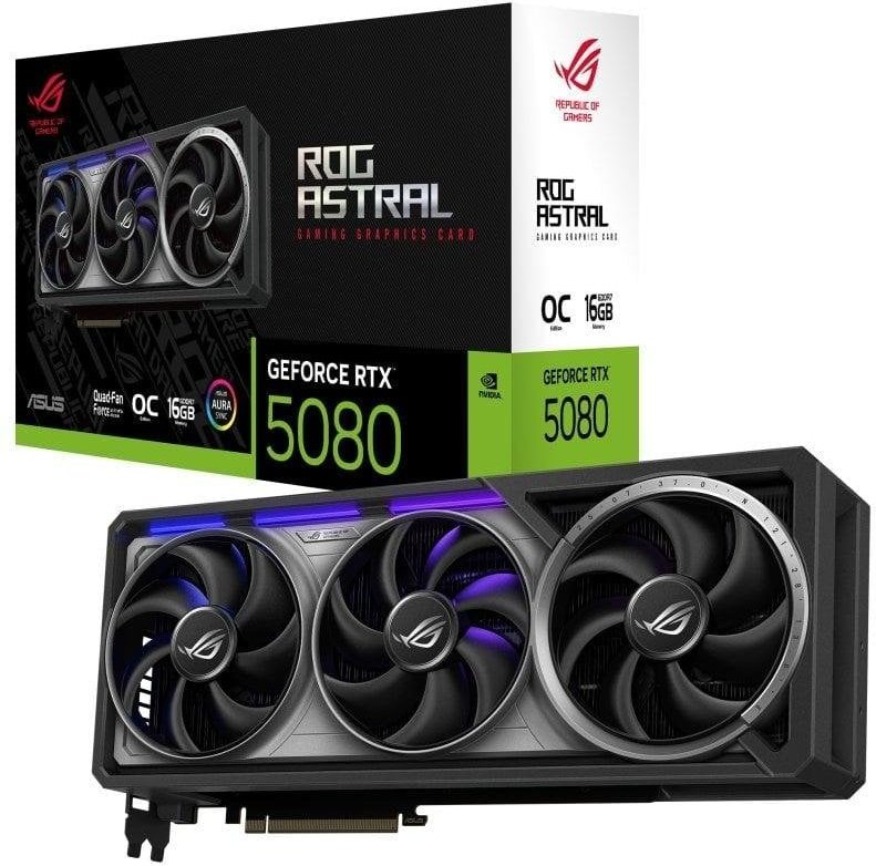 Tarjeta gráfica Asus ROG Astral GeForce RTX 5080 OC 16GB GDDR7 Reflex 2 IA RTX DLSS4.5 Ray Tracing avanzado