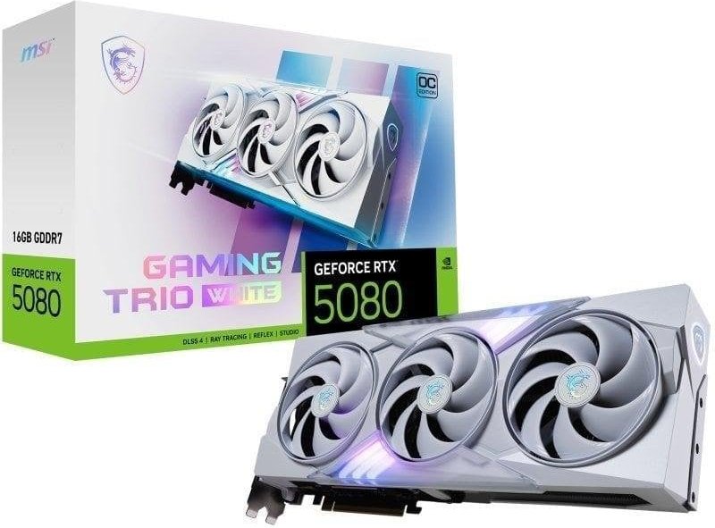 MSI GeForce RTX 5080 GAMING TRIO OC WHITE 16GB GDDR7 Reflex 2 RTX AI DLSS4