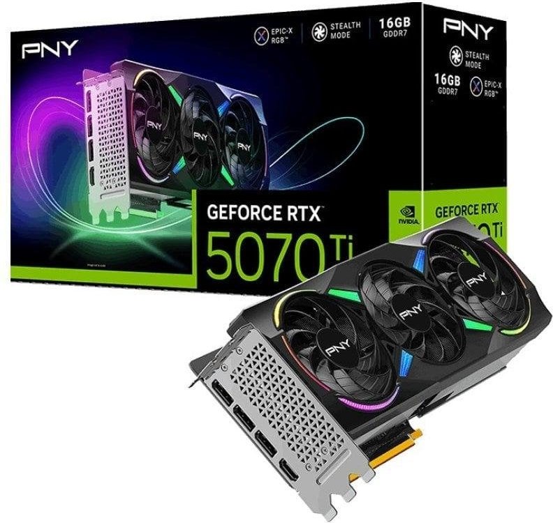PNY GeForce RTX 5070 Ti ARGB Overclocked Triple Fan 16GB GDDR7 Reflex 2 RTX AI DLSS4