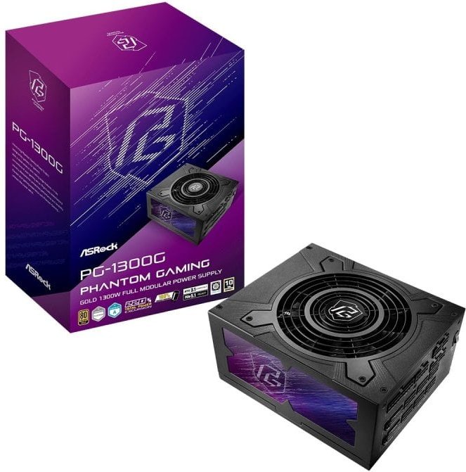 Fuente de Alimentación Asrock 1300W Phantom Gaming Modular ATX Alta Potencia Negra
