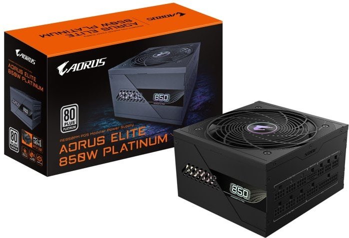 Fuente de Alimentación GIGABYTE 850W 80 PLUS Platinum AORUS ELITE P850W PCIe 5.0 Modular