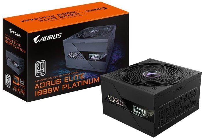 Fuente de Alimentación GIGABYTE 1000W 80 PLUS Platinum AORUS ELITE P1000W ICE Modular PCIe 5.0 ATX 3.0