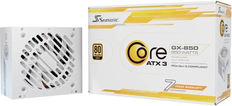 Fuente de Alimentación Seasonic 850W Certificación 80+ Gold Core GX-850-V2 ATX 3.1 Modular Blanca
