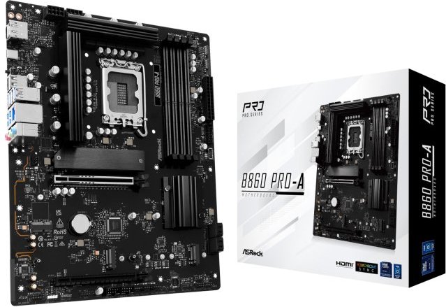 Placa Base Asrock B860 LGA 1851 ATX Pro-A DDR5 256GB M.2 PCIe 3.0 2.5GbE UEFI