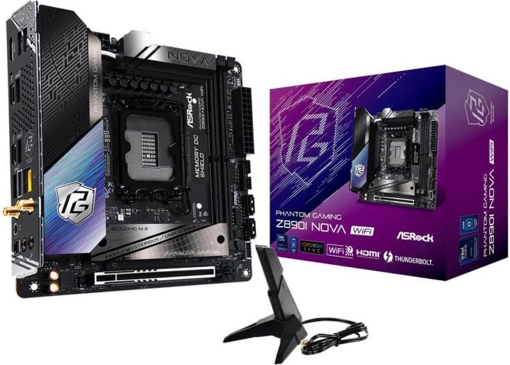 Placa Base ASRock Z890 LGA1851 Mini ITX Z890I Nova WiFi DDR5 PCIe 5.0 Thunderbolt 4 5GbE Wi-Fi 7 BT 5.4