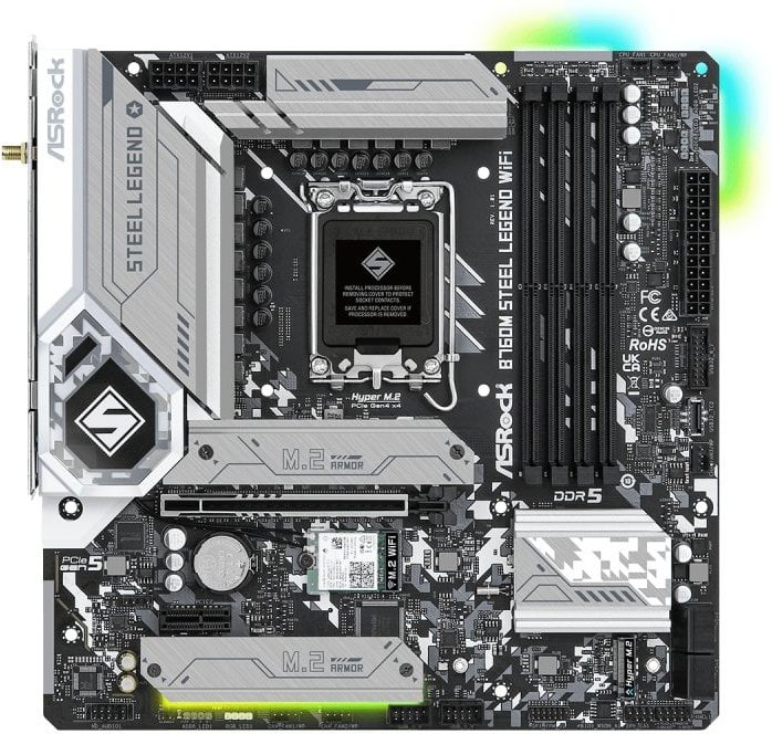 Placa Base Asrock Intel B760 LGA 1700 Micro ATX DDR5 WiFi 6E Bluetooth 5.3 RGB