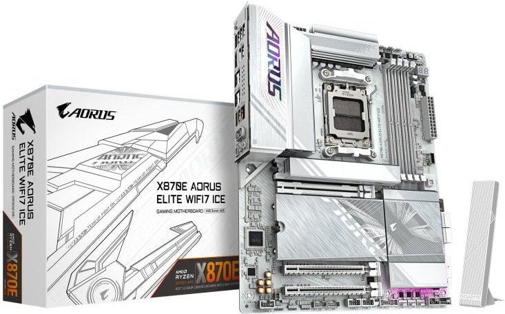 Placa Base Gigabyte X870E ATX AM5 X870E AORUS ELITE WIFI7 ICE DDR5 PCIe 5.0 WiFi 7