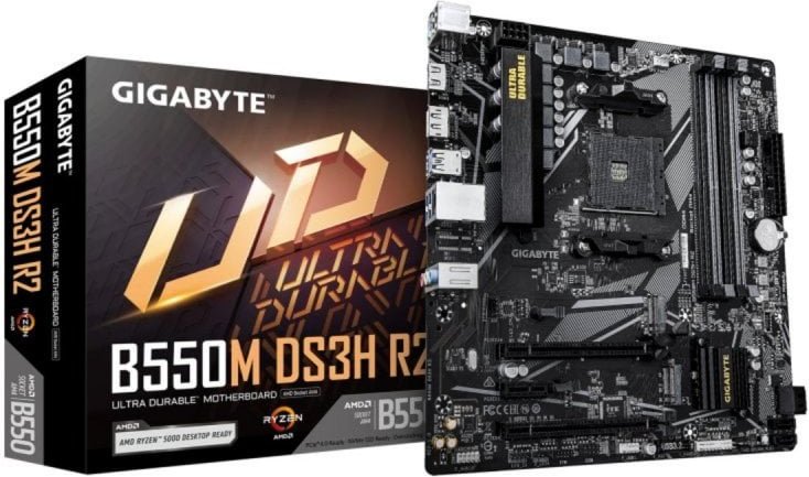 Placa base Gigabyte B550M DS3H R2 AM4 Micro ATX, DDR4, Dual M.2, 128GB, LAN 1GbE