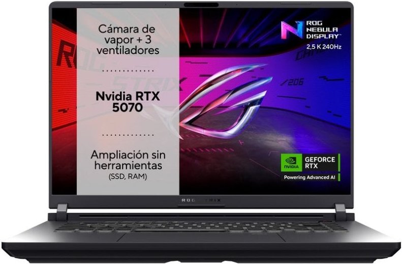 Portátil ASUS ROG Strix G16 G615JPR-S5003 16" Intel Core i7-14650HX 32GB 1TB SSD RTX 5070 8GB Eclipse Gray RGB
