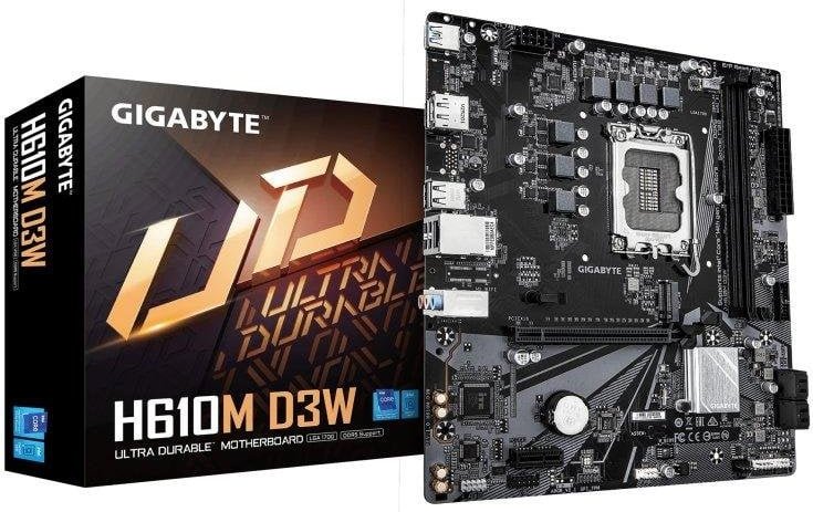 Placa Base Gigabyte H610M D3W H610 LGA1700 DDR5 Micro ATX PCIe 4.0 128GB 1GbE M.2