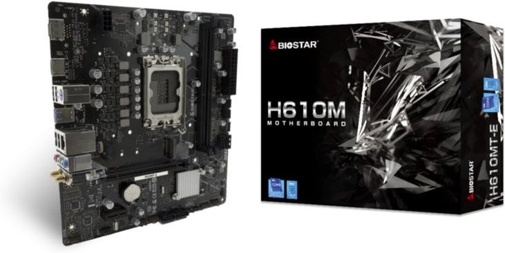 Placa Base Biostar H610MT-E Intel H610 LGA 1700 DDR4 Micro ATX Sin WiFi M.2 HDMI DisplayPort