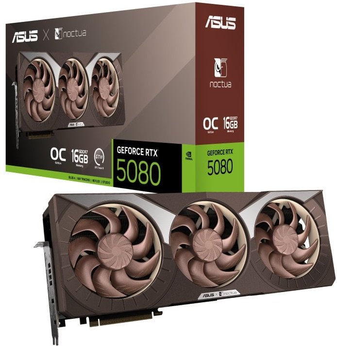 Tarjeta Gráfica ASUS GeForce RTX 5080 NOCTUA OC 16GB GDDR7 Reflex 2 RTX AI DLSS4