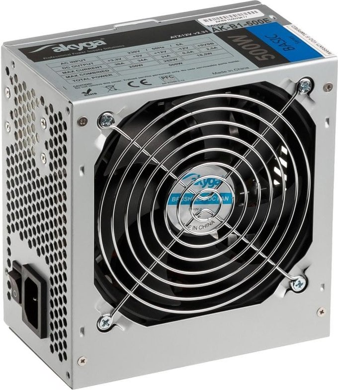 Fuente de Alimentación Akyga 500W ATX AK-B1-500E Pasiva Cableado Non-Modular