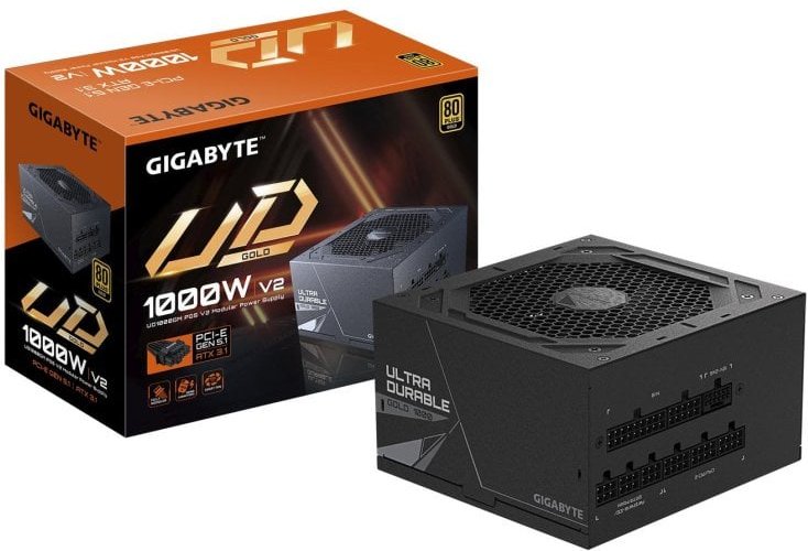 Fuente de Alimentación GIGABYTE 1000W 80 PLUS Gold UD1000GM PG5 V2 Modular PCIe Gen 5.1 ATX 3.1