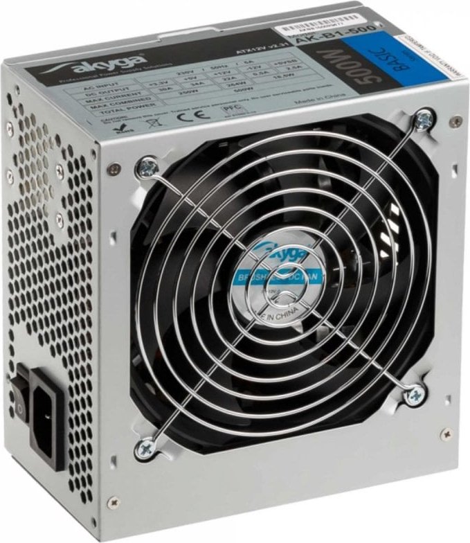 Fuente de Alimentación Akyga 500W Eficiencia 70 Plus AK-B1-500 ATX Ventilador 12 cm