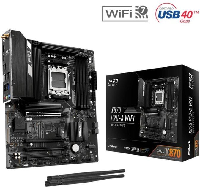 Placa Base ASRock X870 Pro-A WiFi X870 AM5 DDR5 ATX WiFi 7 USB4 PCIe 5.0 2.5GbE BT5.4