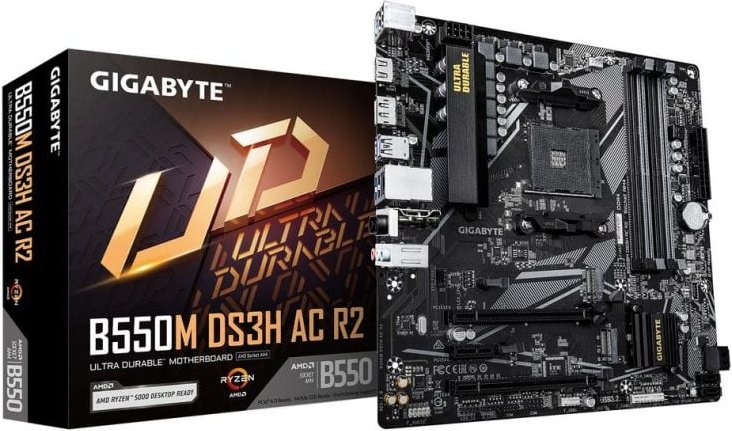 Placa Base Gigabyte B550M DS3H AC R2 B550 AM4 DDR4 Micro ATX Wi-Fi 5 M.2 RAID