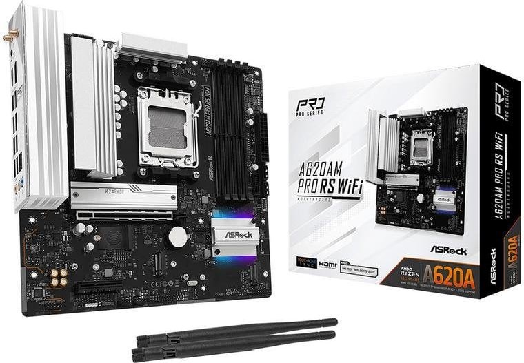 Placa Base ASRock A620AM PRO RS WIFI AMD A620 AM5 DDR5 micro ATX WiFi 6E M.2 2.5GbE