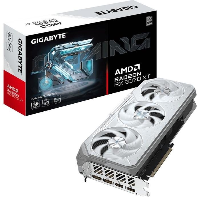 Tarjeta Gráfica GIGABYTE Radeon RX 9070 XT GAMING OC ICE 16GB GDDR6 White