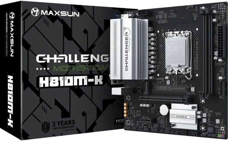 Placa Base Maxsun MS-Challenger H810M-K WIFI H810 LGA 1851 DDR5 Micro-ATX WiFi 6 BT 5.2 PCIe 5.0