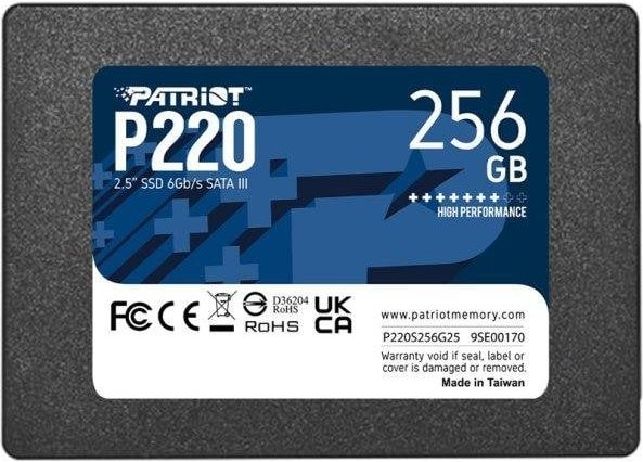 Disco Duro Patriot P220 256GB SSD 2,5" SATA III 550 MB/s Seguro