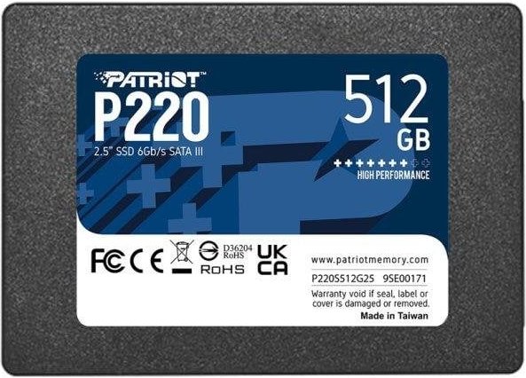 Disco Duro Patriot P220 512GB SSD 2,5" SATA III 550MB/s
