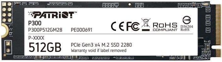 Disco Duro Patriot P300 512GB M.2 NVMe PCIe x4 1700MB/s Alto Rendimiento