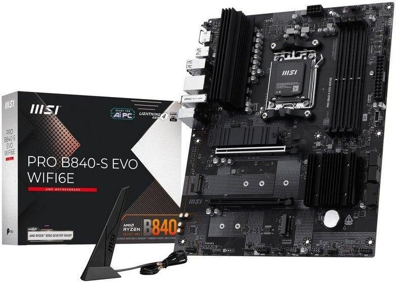 Placa Base MSI PRO B840-S EVO WIFI6E AMD B840 Zócalo AM5 DDR5 ATX WiFi 6E 2.5GbE M.2 Shield Frozr