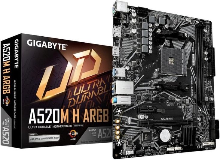 Placa Base Gigabyte A520M H ARGB AMD A520 Socket AM4 DDR4 Micro ATX Sin Wifi ARGB