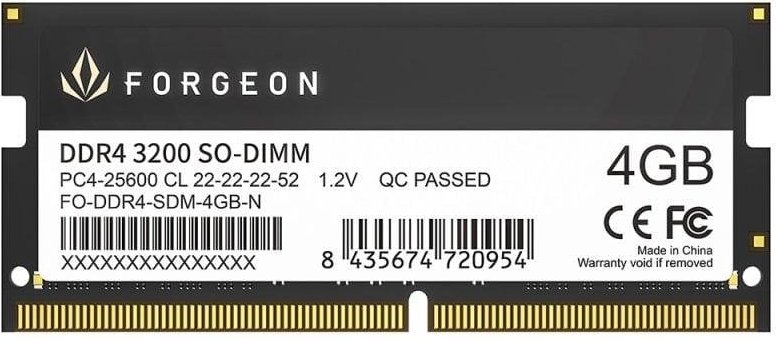 Forgeon Cyclone PLUS SODIMM DDR4 3200 MHz 4GB CL22 Negra