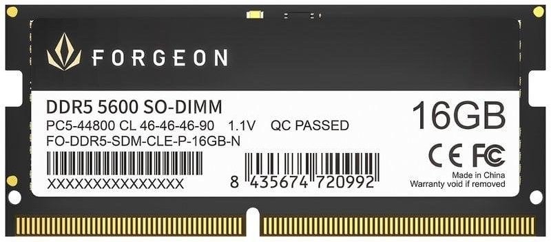 Forgeon Cyclone PRO SODIMM DDR5 5600 MHz 16GB CL46 Negra