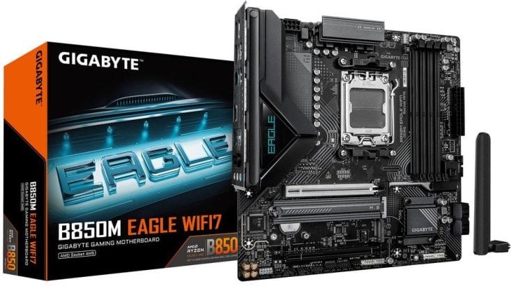 Placa Base Gigabyte B850M EAGLE WIFI7 AMD B850 Socket AM5 DDR5 Micro ATX WiFi 7 2.5GbE M.2 PCIe 5.0 RGB