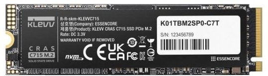 Disco Duro Klevv CRAS C715 512GB M.2 NVMe PCIe 3.0 3200MB/s Sin Disipador