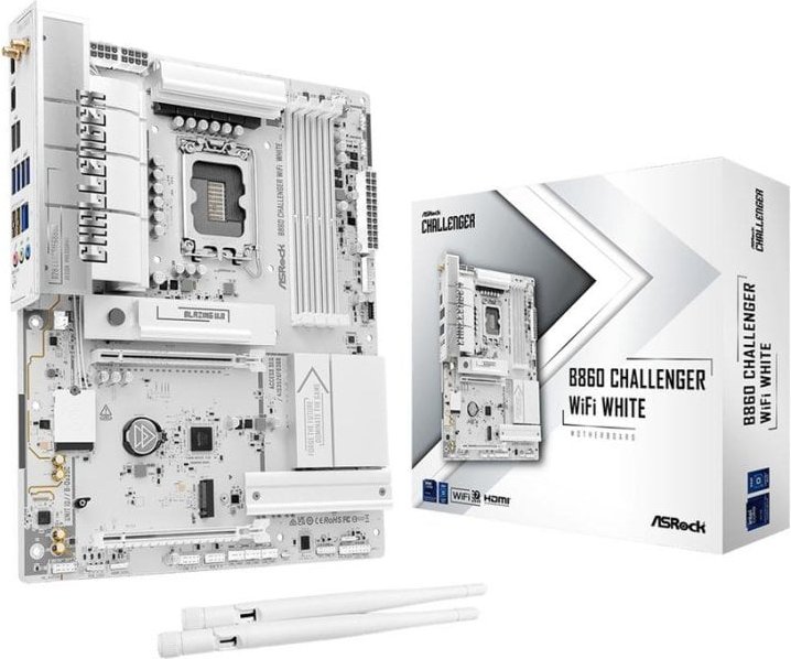 Placa Base AsRock B860 Challenger WiFi White Intel B860 LGA 1851 DDR5 ATX WiFi 7 2.5GbE RAID