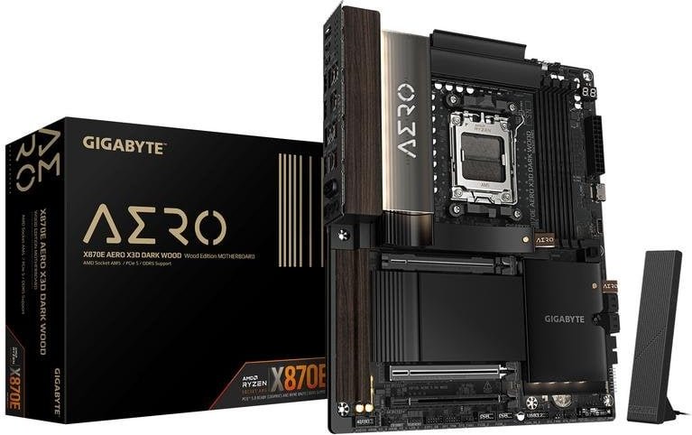 Placa Base GIGABYTE X870E AERO X3D DARK WOOD AMD X870E AM5 DDR5 ATX WiFi 7 USB4