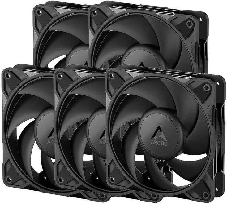 Refrigeración Aire Arctic PWM 120 mm Negro P12 Pro LN Pack 5 unidades