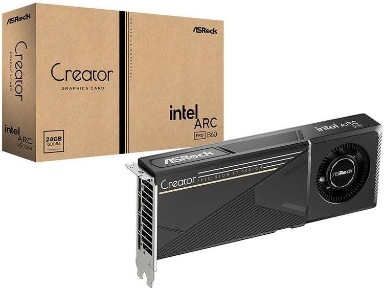 Tarjeta Gráfica ASRock Intel Arc Pro B60 Creator 24GB GDDR6 Cuatro DisplayPort PCIe 4.0