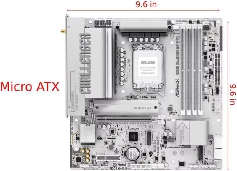 Placa Base AsRock B860M Challenger WiFi White Intel B860 LGA 1851 DDR5 Micro ATX Wi-Fi 7