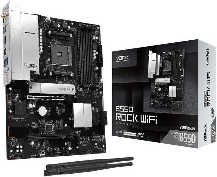 Placa Base ASRock B550 Rock WiFi B550 AM4 DDR4 ATX WiFi 6E PCIe 4.0 CrossFireX