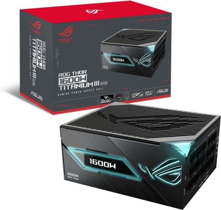 Fuente de Alimentación ASUS ROG THOR-1600T3-GAMING-EVO 1600W 80 PLUS Titanium modular OLED