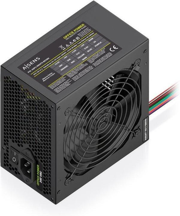 Fuente de Alimentación AISENS ASPC-500ATX-SEOBK 500W CE RoHS botón encendido