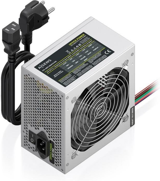 Fuente de Alimentación AISENS ASPC-500ATX-PSE 500W CE RoHS botón encendido