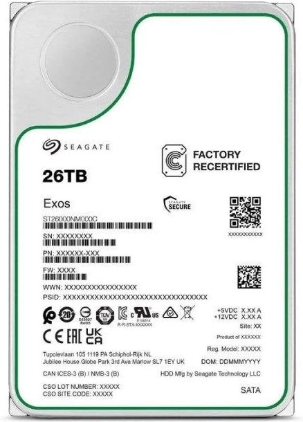Disco Duro Seagate Exos ST26000NM000C 26TB HDD 7200rpm SATA III 512MB