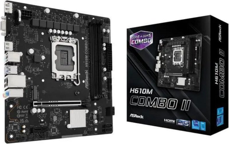 Placa Base ASRock H610M COMBO II Intel H610 LGA 1700 DDR4/DDR5 Micro ATX